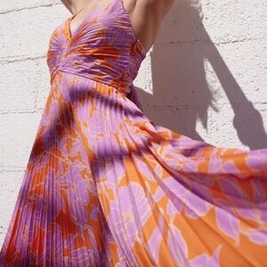 ASTR Blythe Dress in Orange & Purple Floral